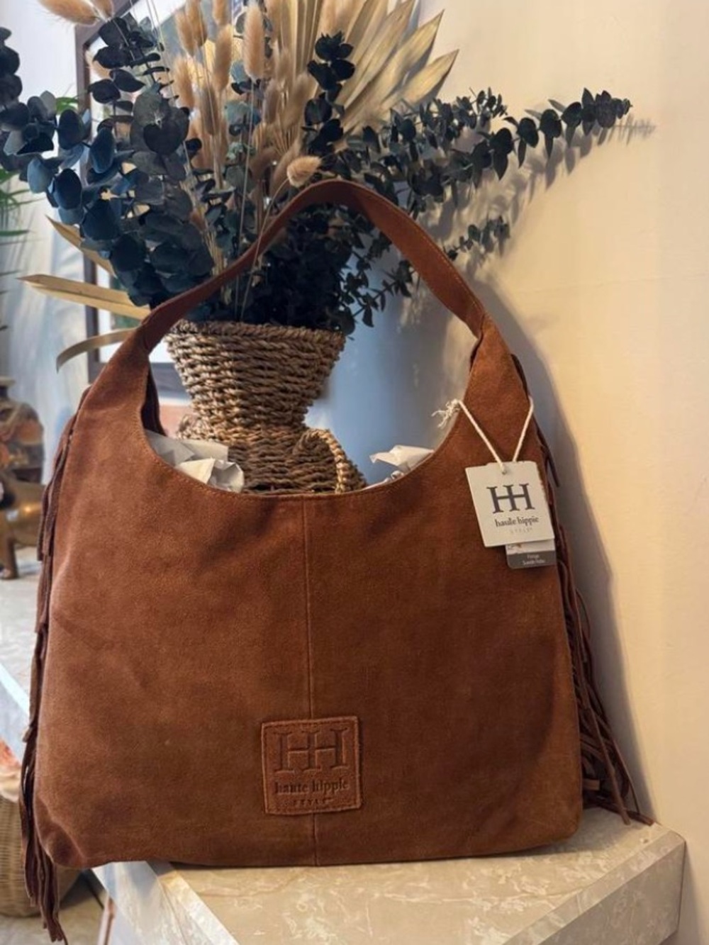 Suede Hobo Bag in Chestnut Brown - NWT, one size